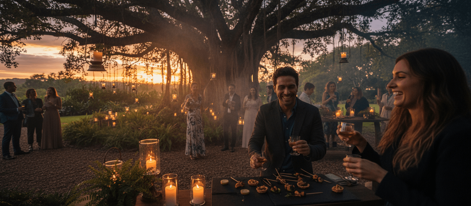 Sunset welcome illustrative concept