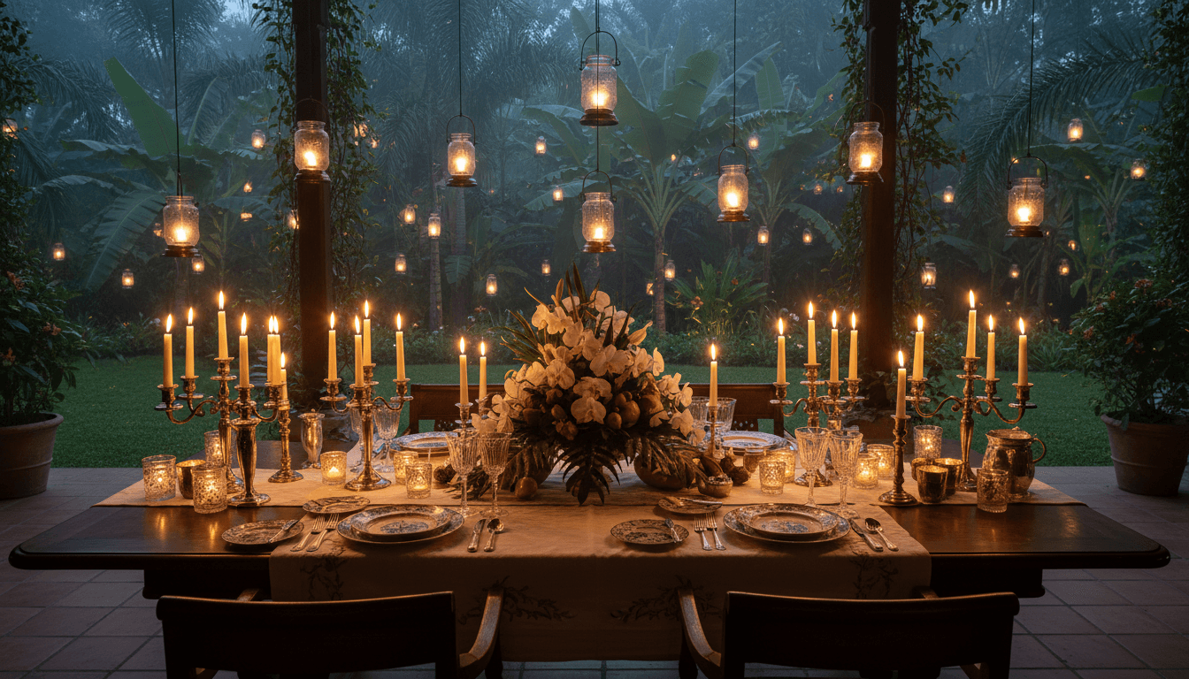 An evening dinner table at The Mansion